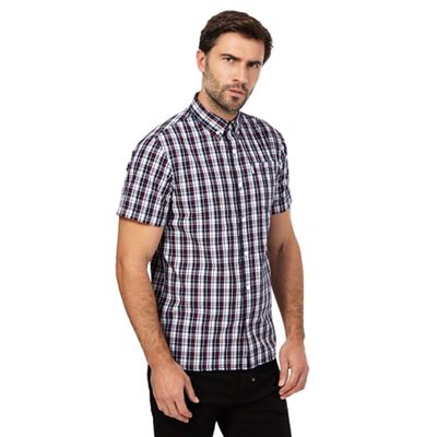 Multi-coloured short-sleeved check print shirt